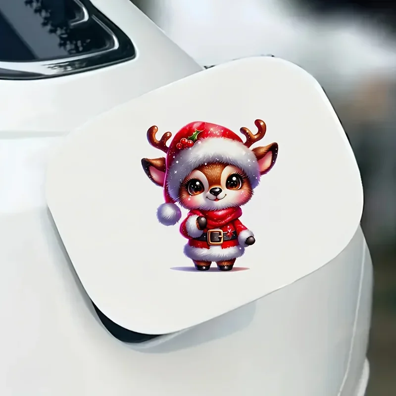 

Jolly Christmas Reindeer Sticker in Santa Outfit for Xmas Vehicle Gifts & Decor Accents" Sticker, Fit for Laptop Decals
