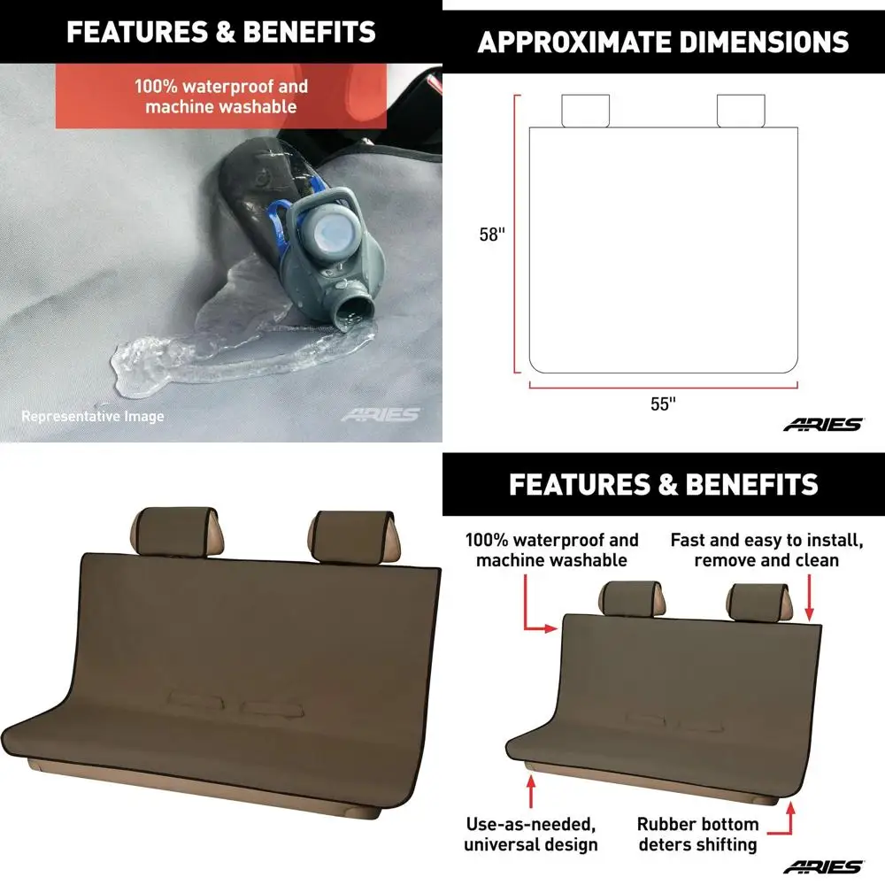 

3146-18 Seat Defender 58-Inch x 55-Inch Brown Waterproof Universal Bench Car Seat Cover Protector