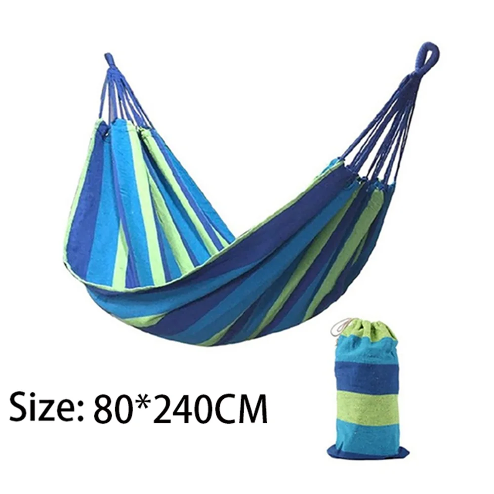 Dubbele Hangmat 2 Persoons Canvas Katoenen Hangmat Met Boomriemen Voor Terrastuin Achtertuin Buiten En Binnen (Rood, Blauw)