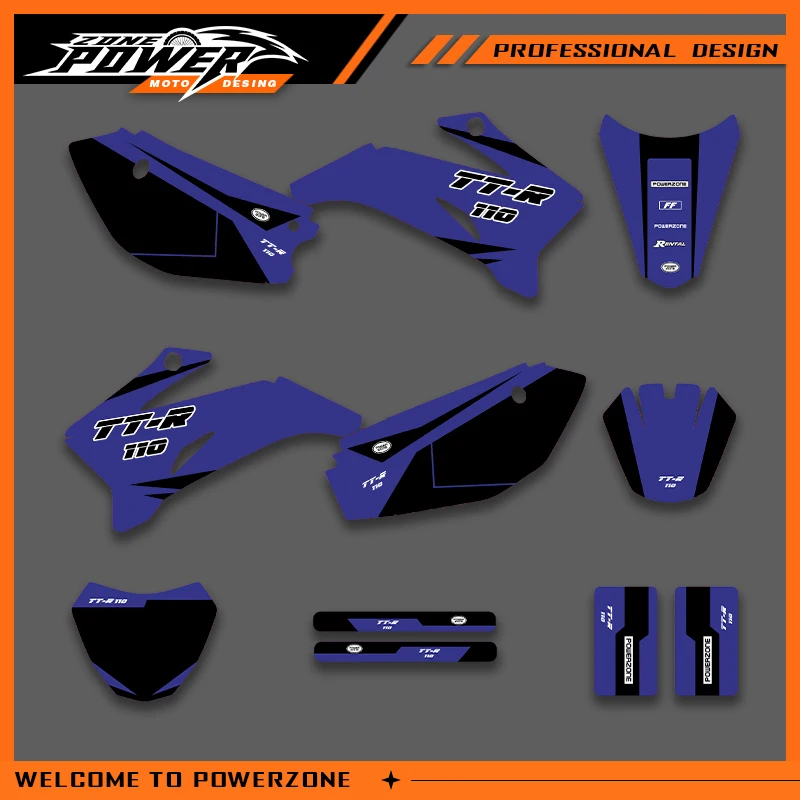 

Графика Powerzone для YAMAHA TTR110 2008-2021 TTR 110 110CC, наклейки, наклейки для мотоцикла, индивидуальный дизайн 01