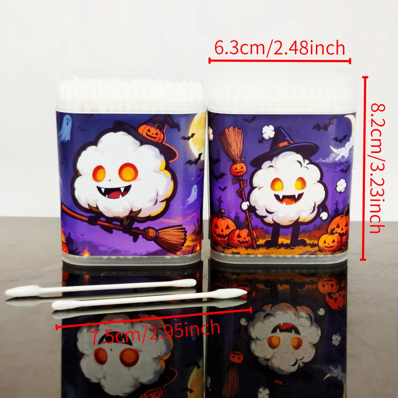 200 шт./400 шт., ватные тампоны с рисунком серии Хэллоуина, белые ватные тампоны с тонкими наконечниками, подарочные ватные тампоны