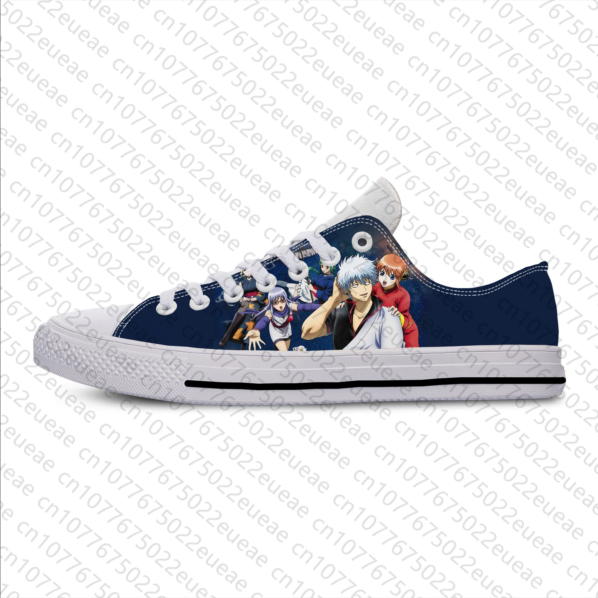 Chaussures basses décontractées pour hommes et femmes, baskets respirantes, impression 3D, anime manga, bande dessinée Gintama SakMiGintoki, haut léger, grill