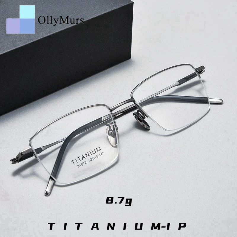 

OLLYMURS Ultra-light Business Luxury Men's Half-frame Glasses Fashion 8g Thin-rimmed Optical Prescription Eyeglasses BV81072