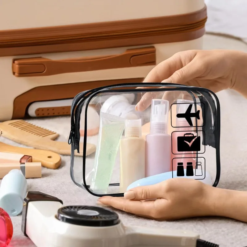 New Transparent Clear PVC Waterproof Makeup Bag Large Capacity Cosmetic Storage Bag Travel Portable Toiletry Wash Bag Pouch