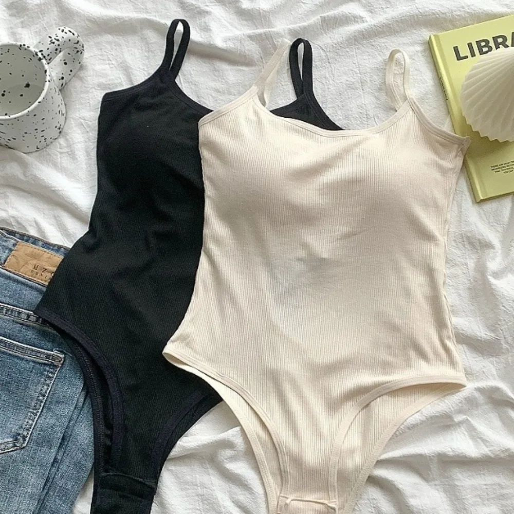 

Korean Ins Fashion Spicy Girl Sexy Bodysuit Solid Color Slim Fit Women Crop Tops Sleeveless Lingerie Suspender Vest Ladies