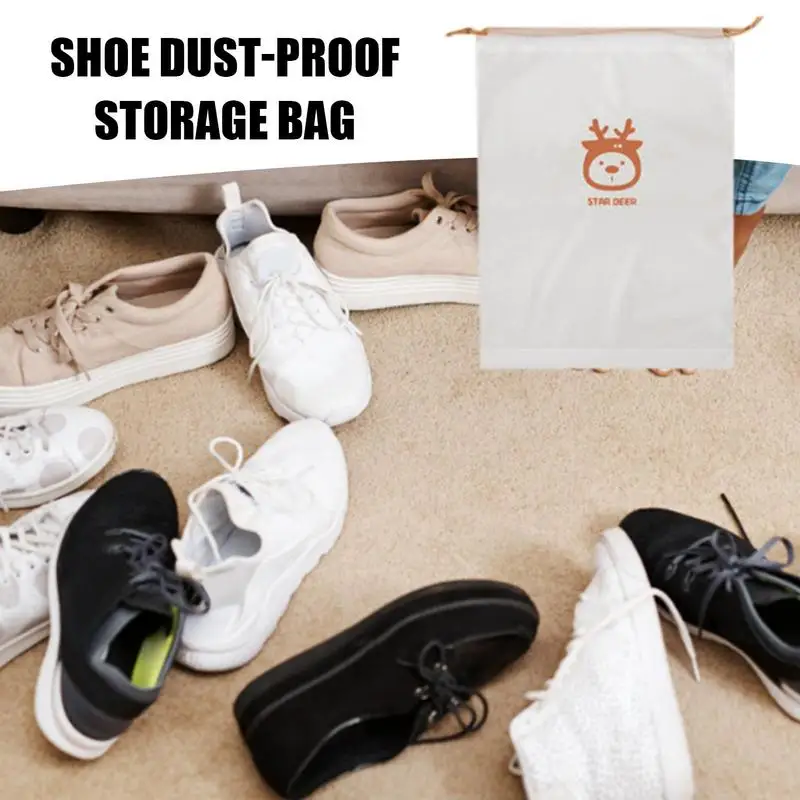 Transparent Shoe Bags For Travel 10pcs Student Dormitory Shoe Bag Dustproof Drawstring Luggage Camping Boot Pouch Avoid Moisture