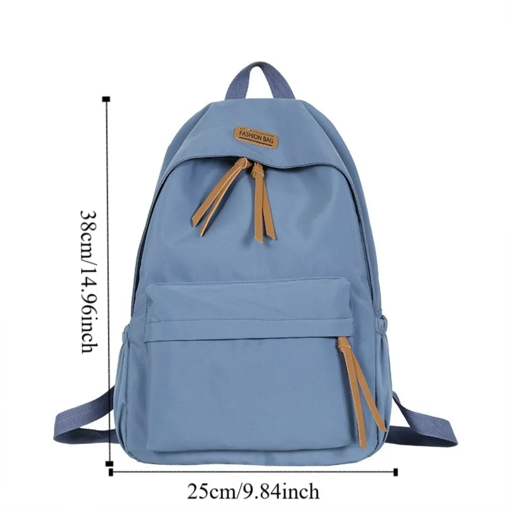 Practical Solid Color School Bag Casual Nylon Large Capacity Bag Simple Fashion Student Backpack Daily Use