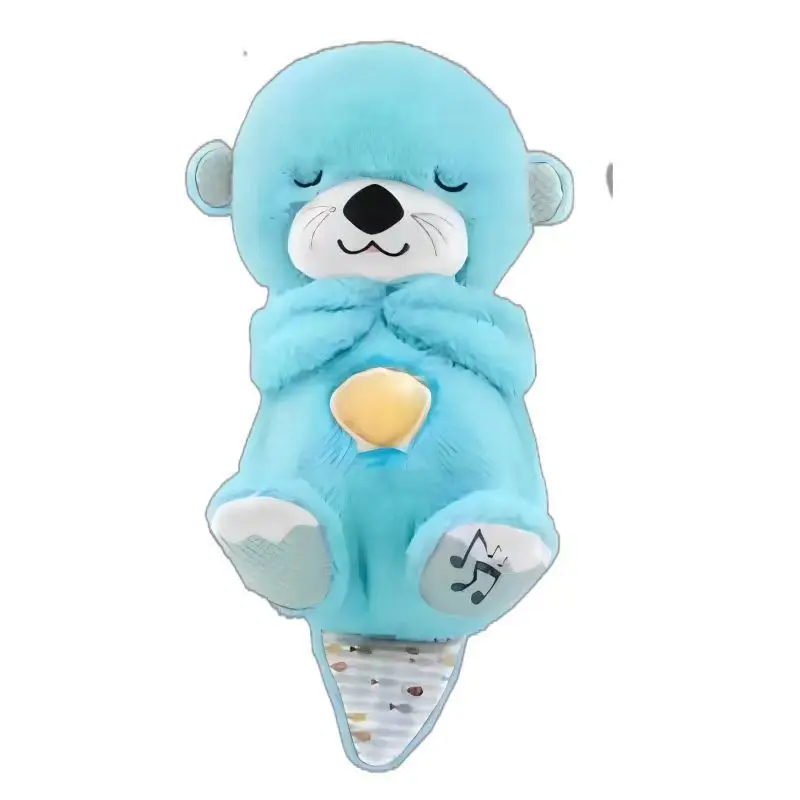 Breathing Otter Sleep and Playmate Otter Musical Stuffed Baby Plush Toy with Light Sound Newborn Sensory Comfortable Baby Gifts