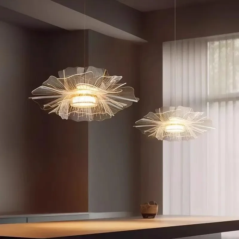 Lampes suspendues d'art de pétale minimaliste italien, salle à manger, lustre pour chambre à coucher, bar, lampe à LED, luminaires de décoration intérieure