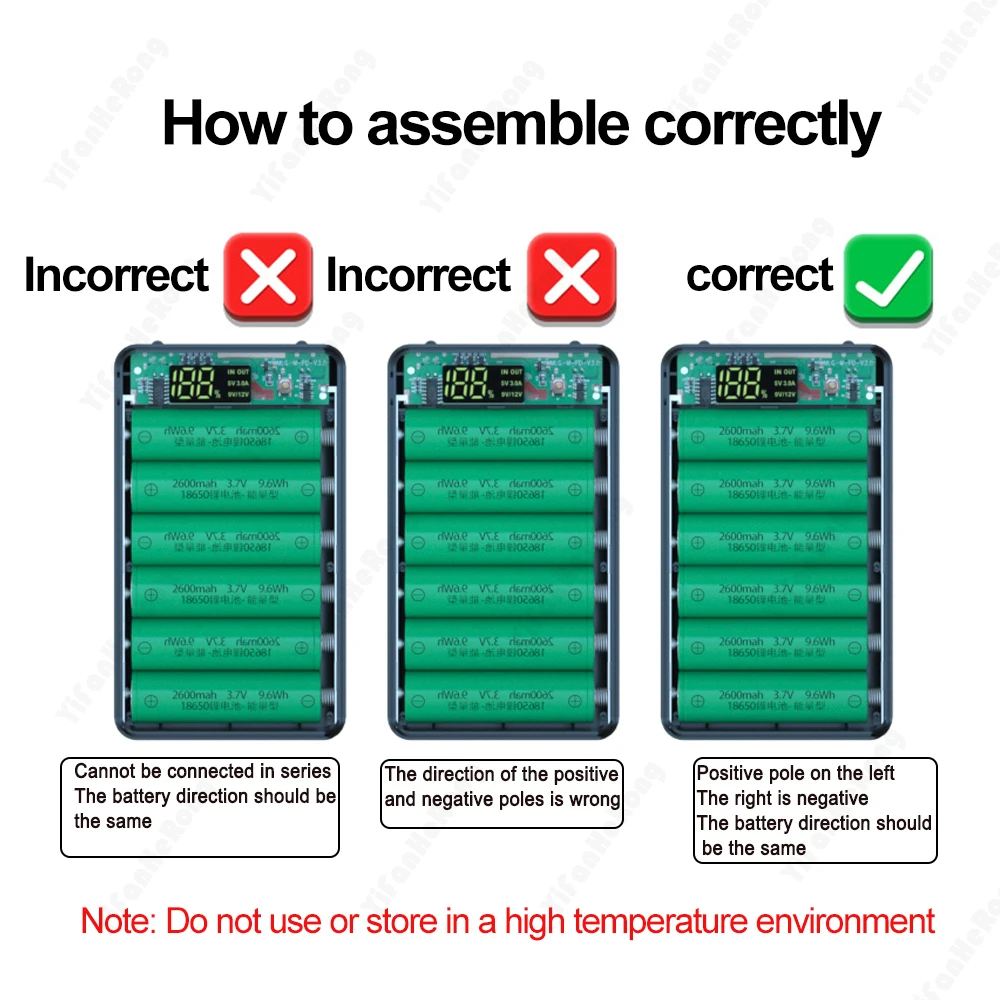 6*18650 baterie etui na powerbank 5V 9V 12V prąd wyjściowy ładowarka do telefonu komórkowego DIY Shell Quick Charge 18650 pojemnik na pudełko baterii