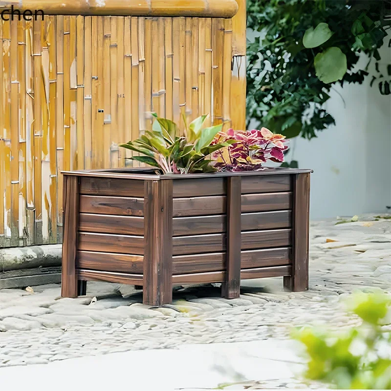 YFY  Outdoor Flower Box Rectangular Solid Wood Planting Box Large  Bonsai Flower Bed Special