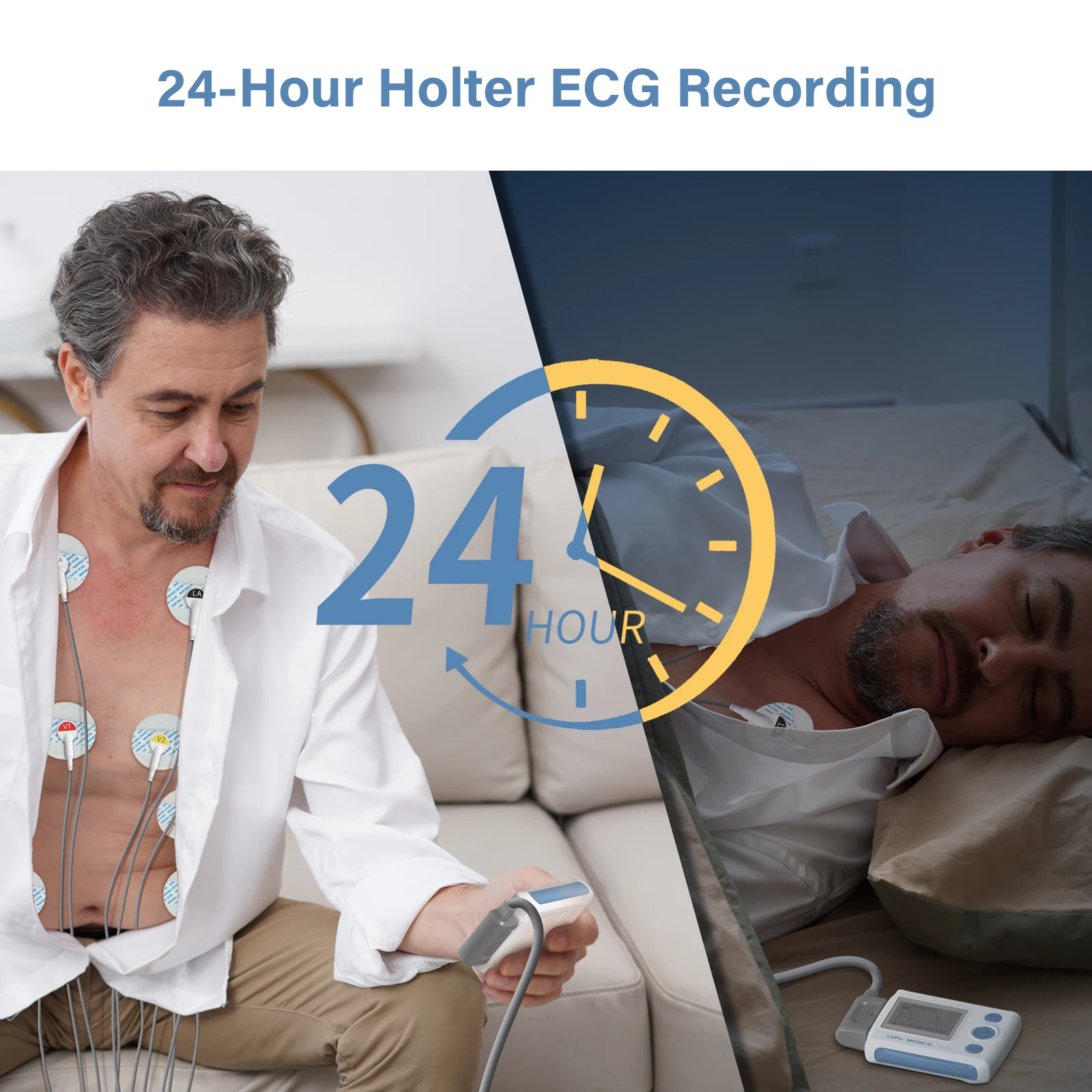 Wellue TH12 12 Lead Holter Recorder With Ai Analysis Intelligently Identifies 25 Heart Abnormalities 24-hour Home Ecg Monitoring