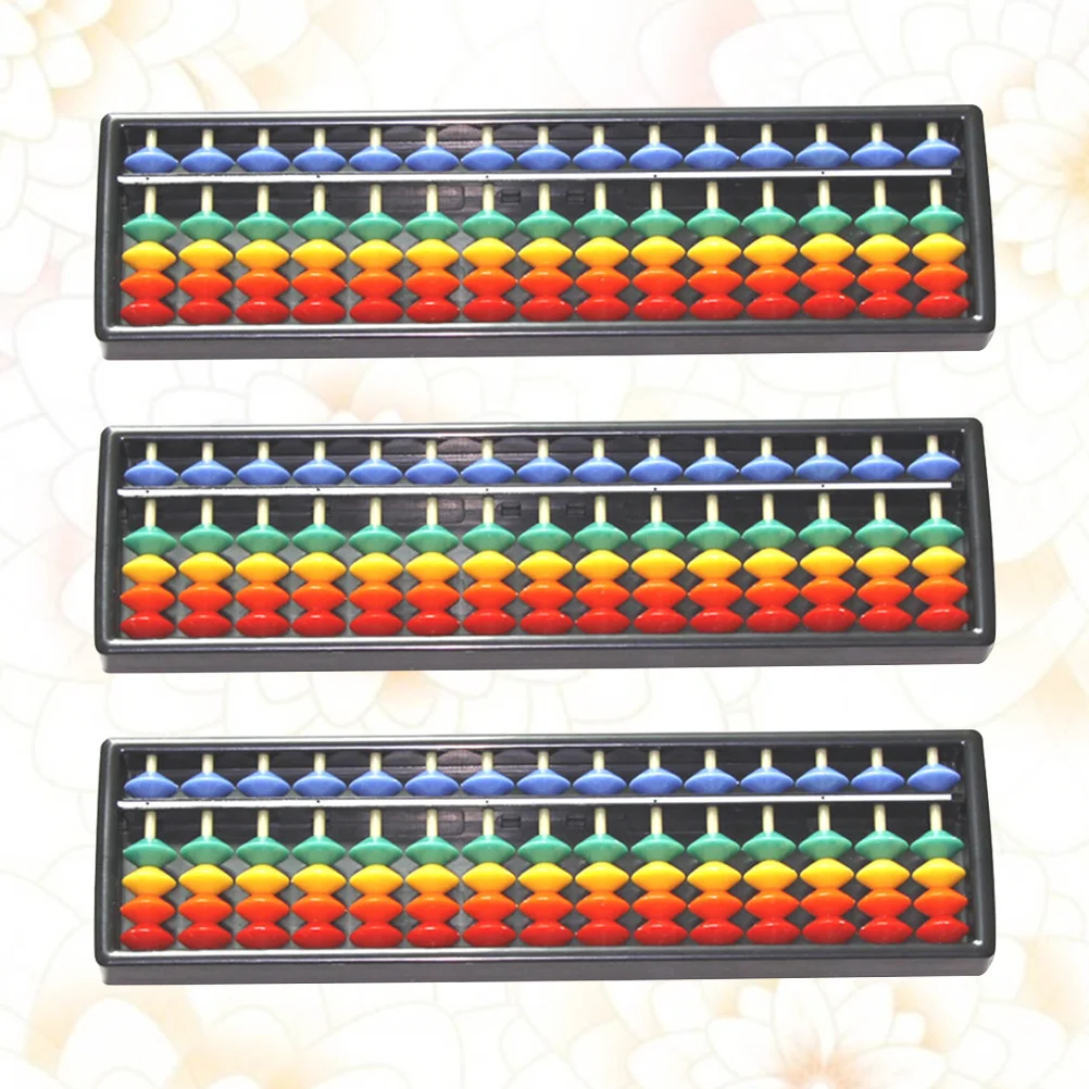 Boulier coloré à 15 chiffres pour enfants, outil arithmétique en plastique léger, apprentissage Portable, jeu de cerveau éducatif, 3 pièces
