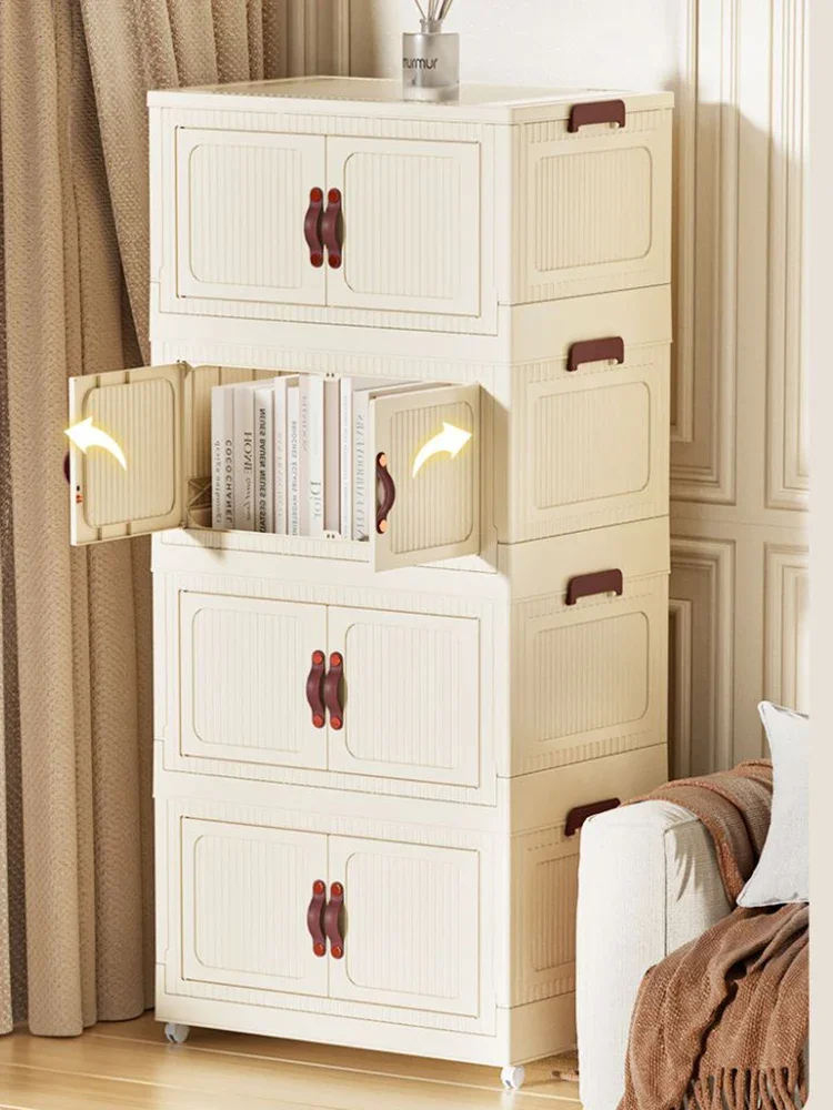 

45-75cm Wide Folding Storage Cabinet Large Capacity Household Bedroom Clothes Toy Storage Bins Floor-Standing Multi-Layer Box