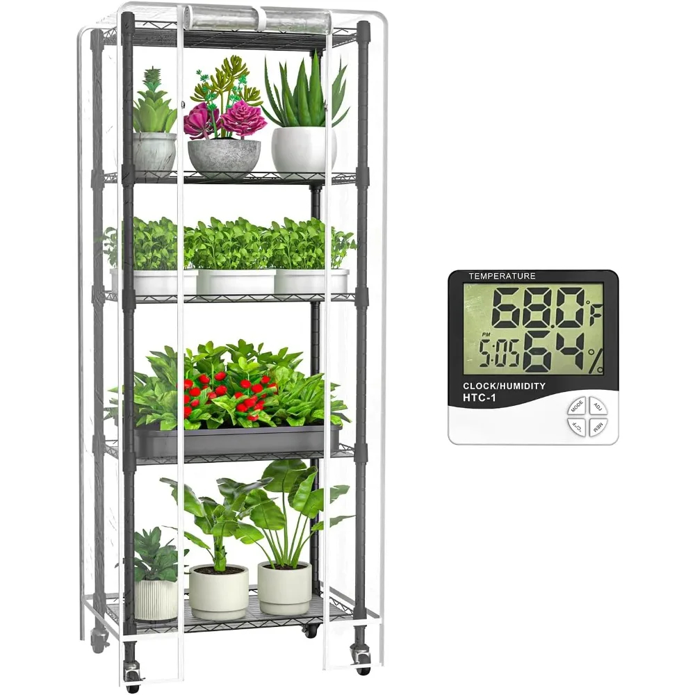 

Mini Five Story Greenhouse, Outdoor Portable Greenhouse with Transparent PVC Cover and Metal Frame, 23.2X13.4X61.4, Indoor