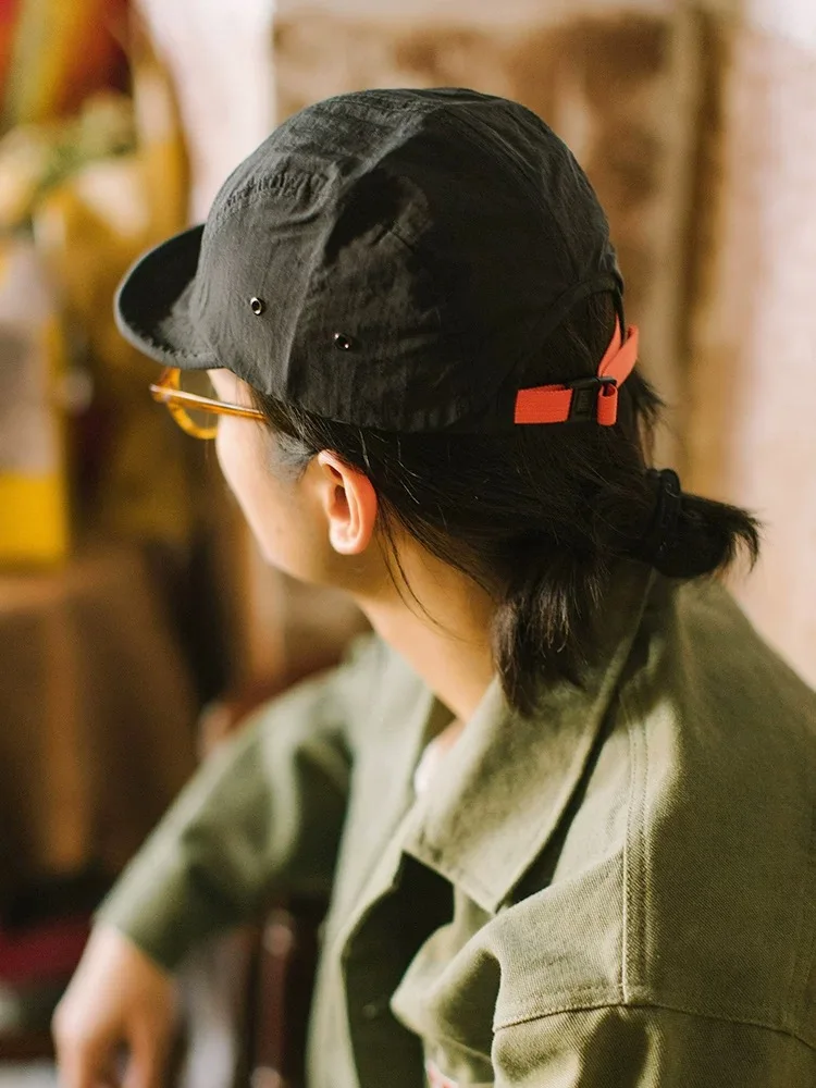 Japanische 5-Panel-Baseballmütze, schnell trocknend, atmungsaktiv, kurze Krempe, für Herren und Damen, Gesicht, kleines weiches Oberteil, Hip-Hop-Kappe, Damen-Mütze mit weicher Krempe – Detail 3