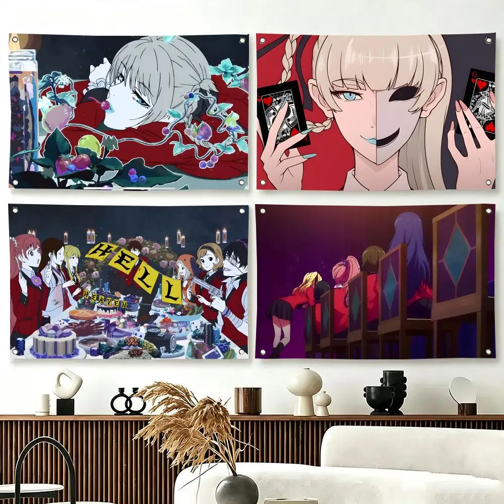 Anime Gambling Kakegurui Flags  For Living Room Home Dorm Decor Wall Outdoor Camping Party Banner Gifts