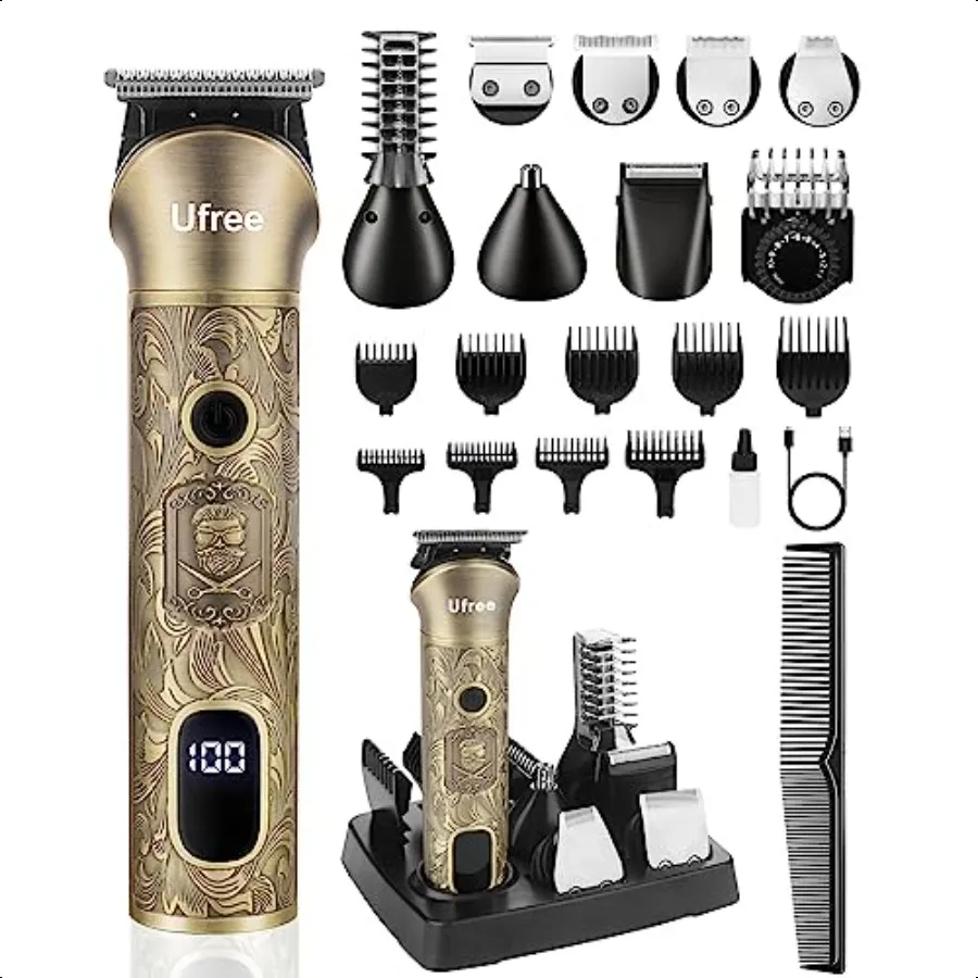 

Beard Trimmer for Men Electric Razor Shaver Cordl Hair Clipper Shaving Kit for Mustache Body Nose Ear Hair Facial Adjustable Be