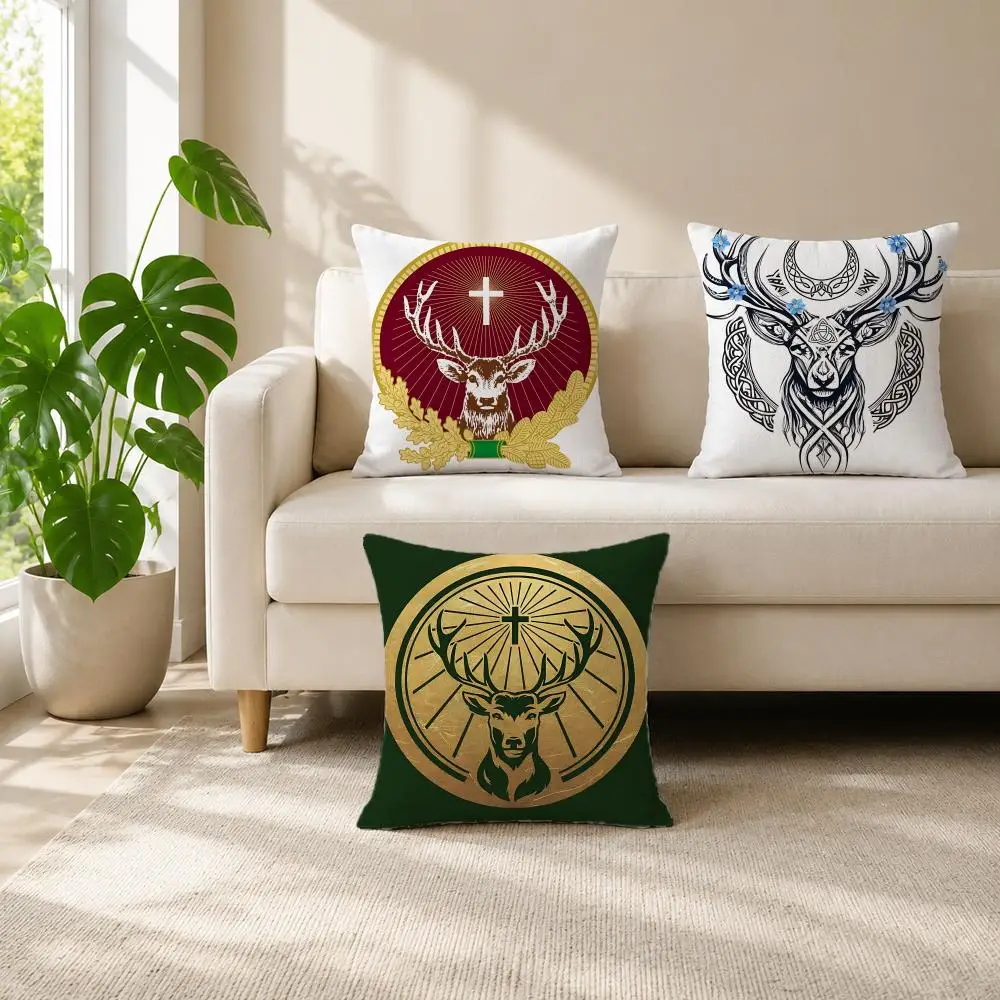 Art SStag with Crossed Cushion Cover Cushion Cover Set 4Pcs 50x50 45x45 40x40 Pillowcase Decorative Sofa Home Decor