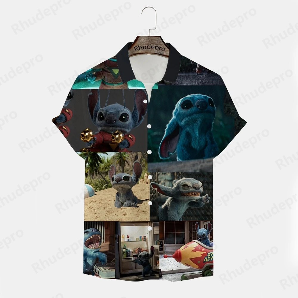 

Disney Collection Icon Hawaiian Shirt Men's Button 2025 Lilo & Stitch live action Fashion Beach Short Sleeve Collar New Summer