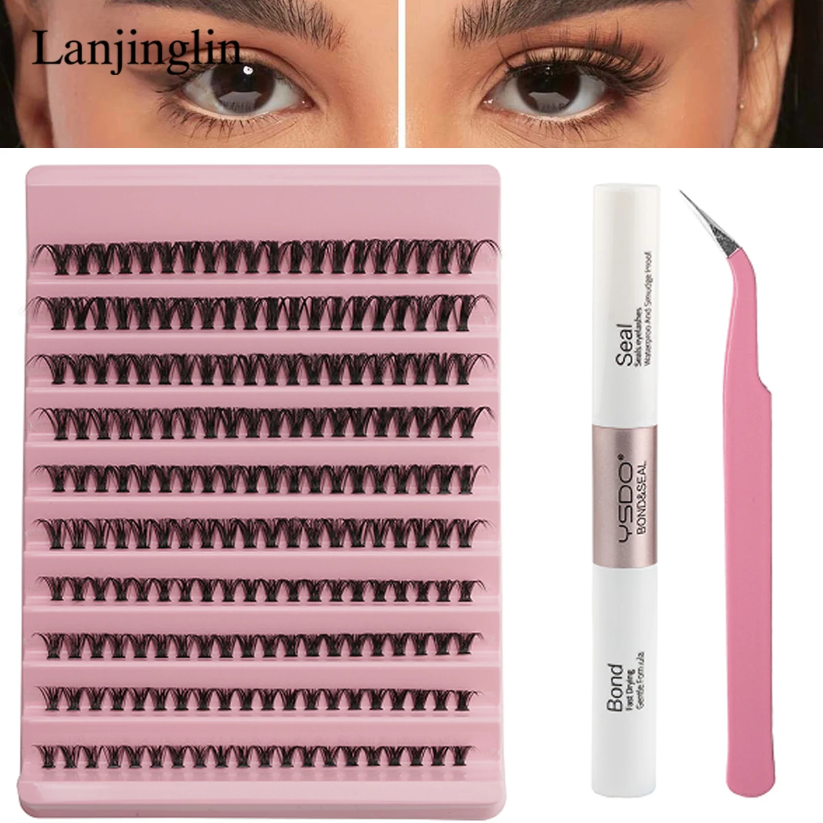 DIY Eyelash Extension Kit 120/200pcs Individual Lashes Cluster 8-16mm Mix Lash Clusters Bond and Seal and Lash Applicator