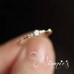 Dainty Ring For Female Women Concise Cubic Zirconia Gold Color Engagement Wedding Ring Fashion Jewelry Gift KCR090