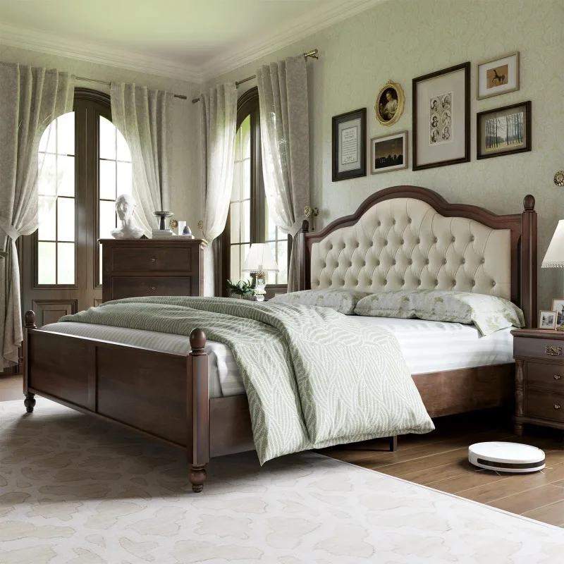 & 2 People Family King Size Bed Double Luxury Floor Headboard Bed Frames 180x200cm Queen Storage Adults Home Bedroom Furniture