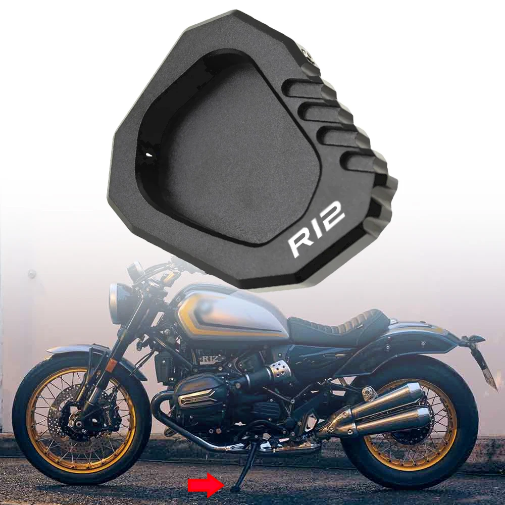 

Motorcycle CNC Accessories Aluminum Kickstand Enlarger Foot Side Stand Extension Pad Fit For BMW R12 R 12 NINET 2023 2024 2025