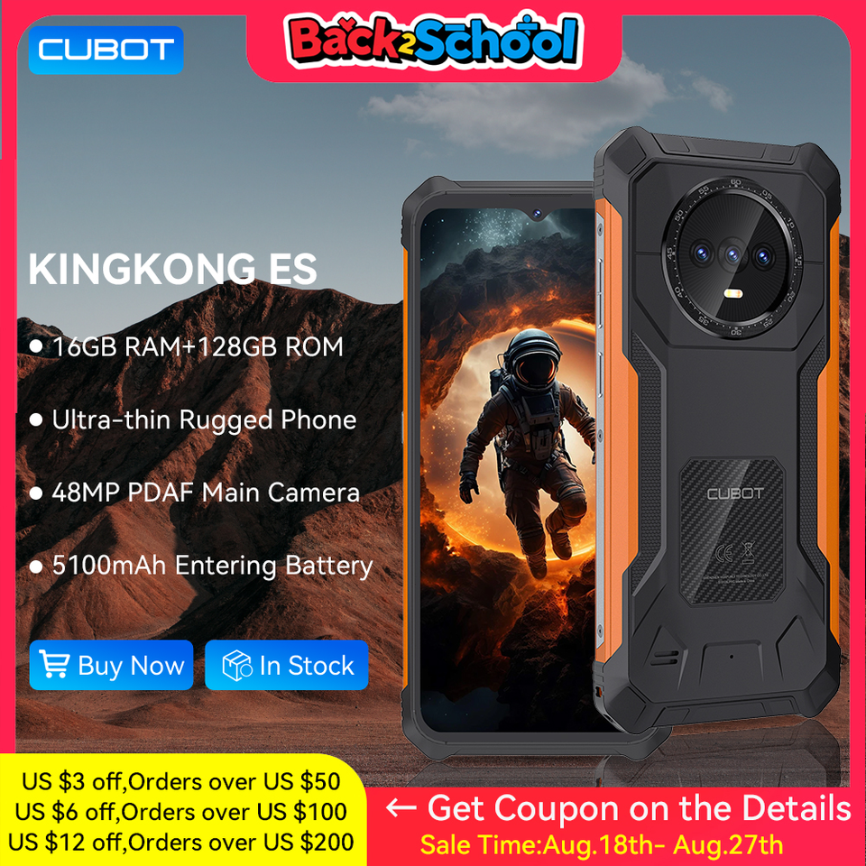  Cubot KINGKONG ES Rugged Smartphone 16GB+128GB RAM 90Hz 6.56" HD+Screen Android 14 48MP Main Camera 5100mAh 