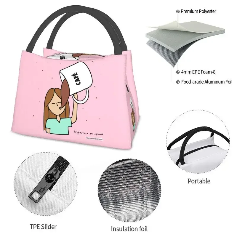 Custom Enfermera En Apuros Doctor Nurse Medical Health Lunch Bags Women Thermal Cooler Insulated Lunch Boxes for Office Travel