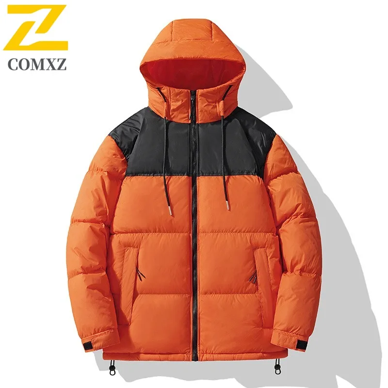 COMXZ الرجال القطن وسادة مبطنة دافئة الباردة برهان كتلة اللون العصرية ثلجي التخييم الحشو معطف المشي لمسافات طويلة الحد الأدنى الشتاء الحشو #4