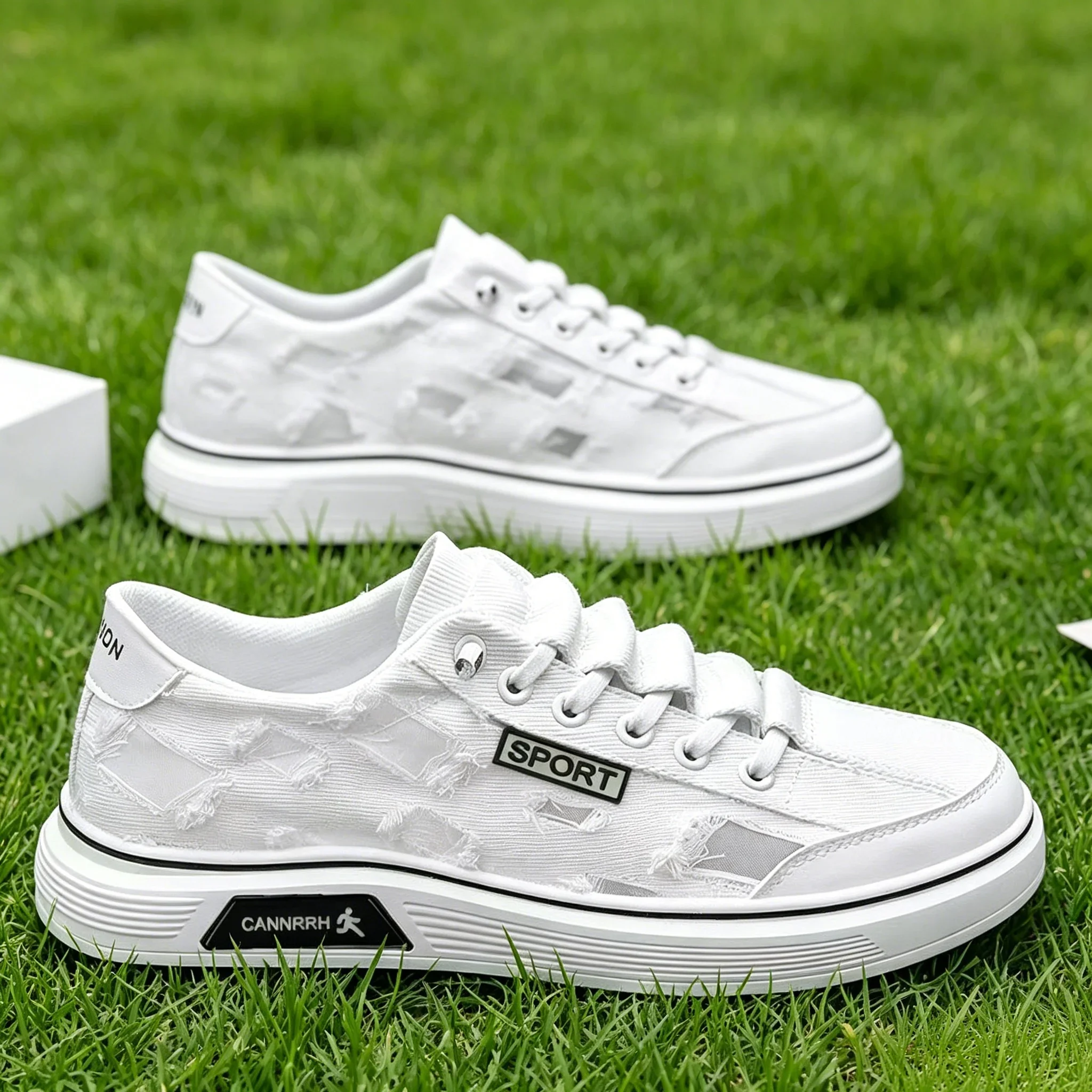 Canvas men's shoes 2026 new summer breathable casual versatile student sneakers trendy soft-soled ripped distressed cloth shoes