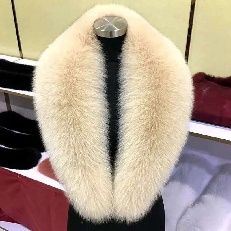 Fox Fur Collar Women Genuine Fur Scarf Shawls Winter Female Neck Warm Fur Shawl Scarves Luxury Coat Fur Collar  Trim Long Shawl