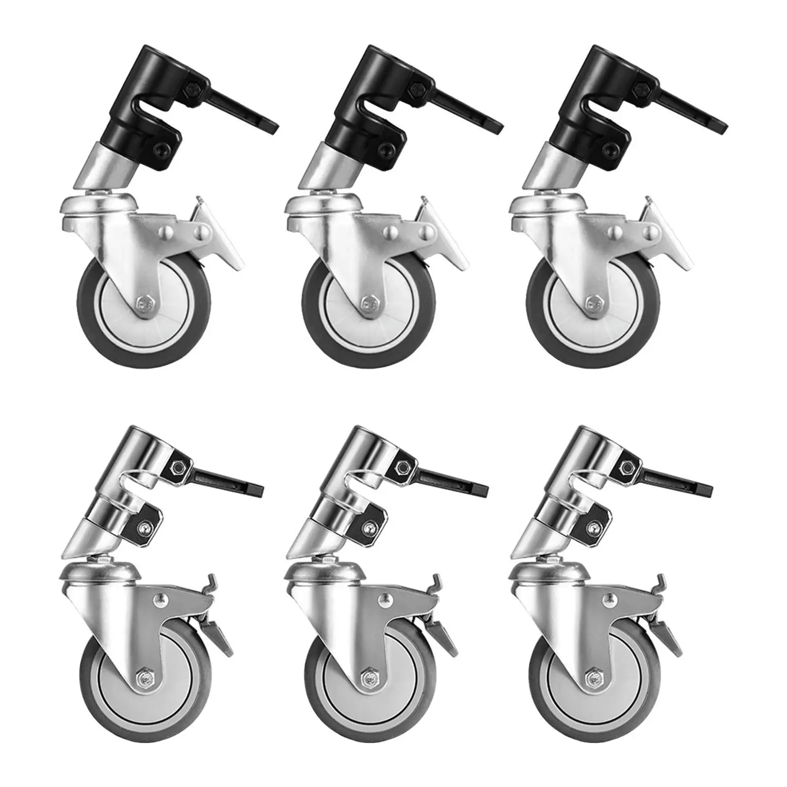 

3Pcs Aluminum Alloy Swivel Caster Wheels Photography C Shaped Stand Rolling Wheels Accessories for 25mm Hole Diameter