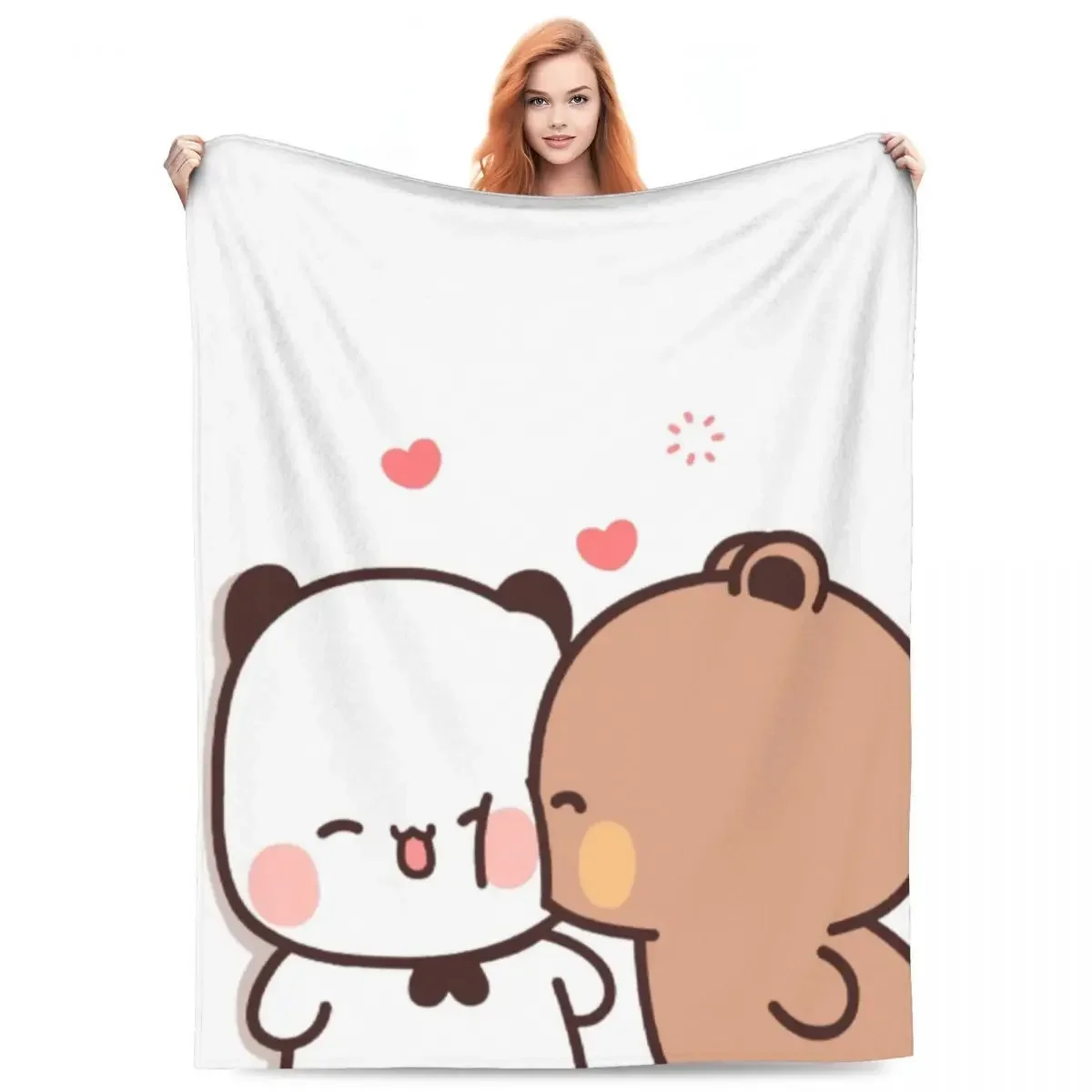 Bubu Dudu Super Soft Blanket Kawaii Bear Travelling Throw Blanket Winter Printed Custom Flannel Bedspread Sofa Bed Cover