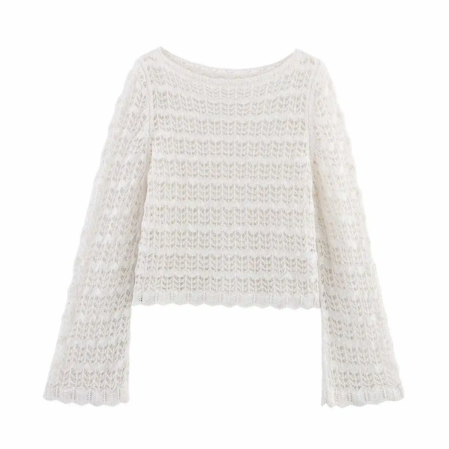 

Women's Summer round Neck Long-Sleeved Short Sweater Top European American Style Fashion for Ladies