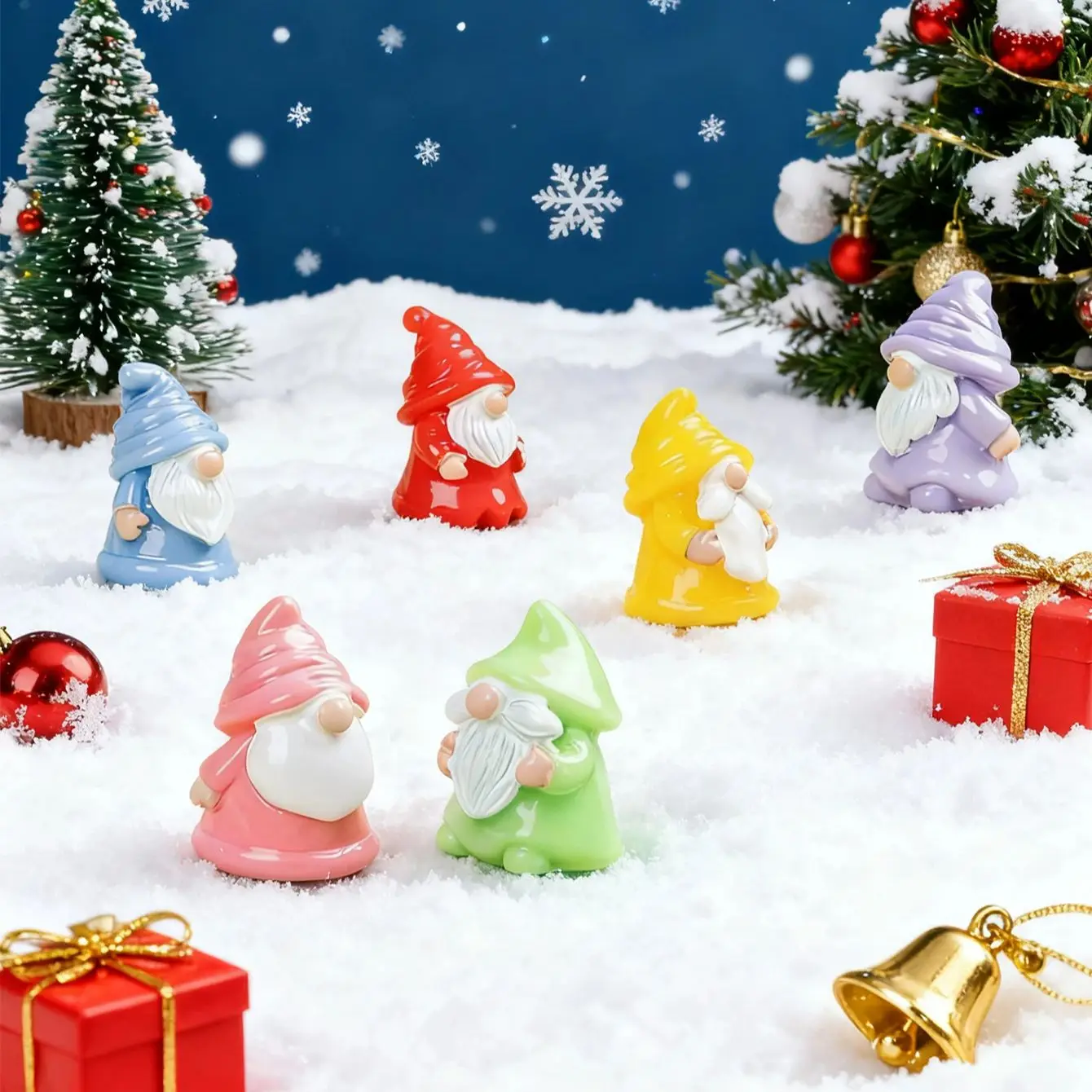 10/20PCS Cute Gnome Figurines Mini Resin Statues For DIY Fairy Garden Micro Landscape Christmas Party Decor
