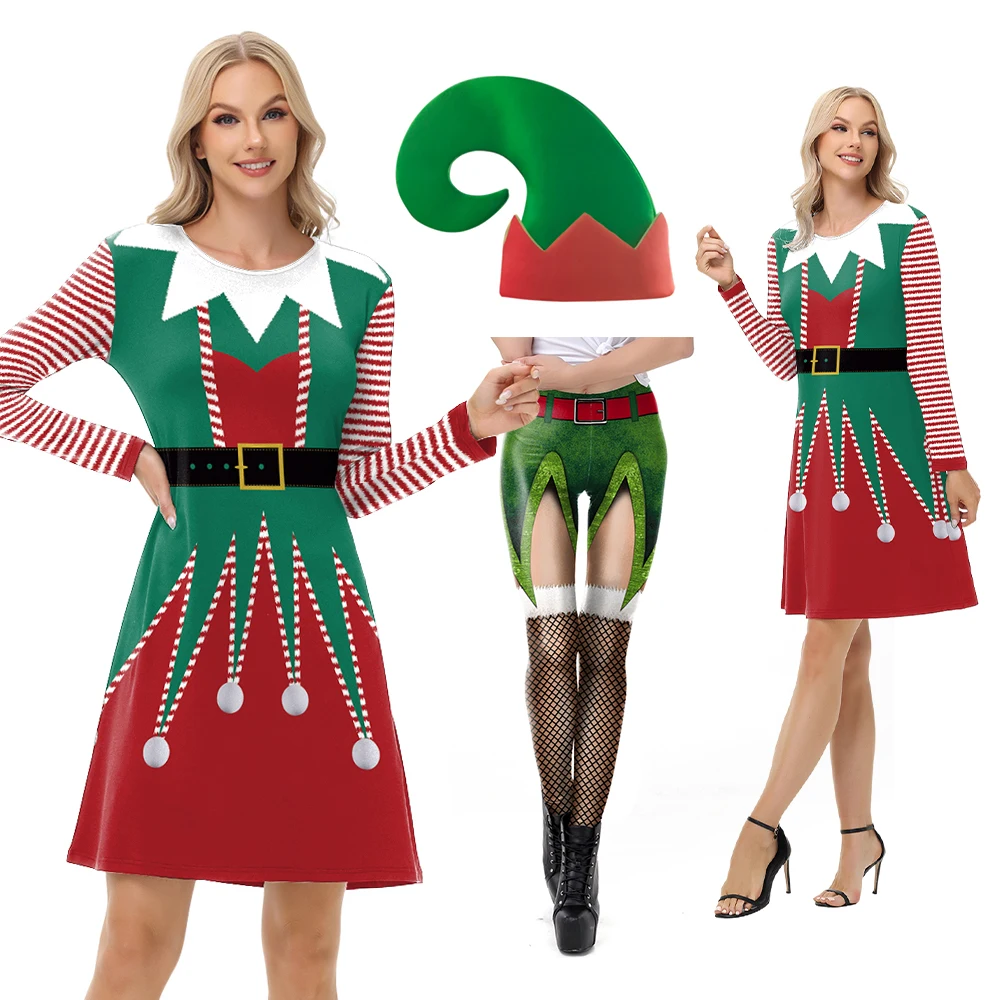 

[You're My Secret] Elf Party Christmas Cosplay Costumes Role Play Set Xmas Hat Dress Disguise Party Adult Sexy Outfit Clothing