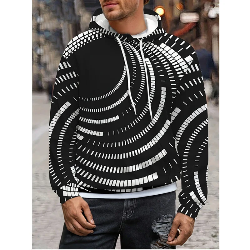 3D Printed Geometric Hoodies For Men Exquisite Pattern Pullovers Autumn Casual Hooded Loose Tops Sweatshirts Kids Long Sleeves