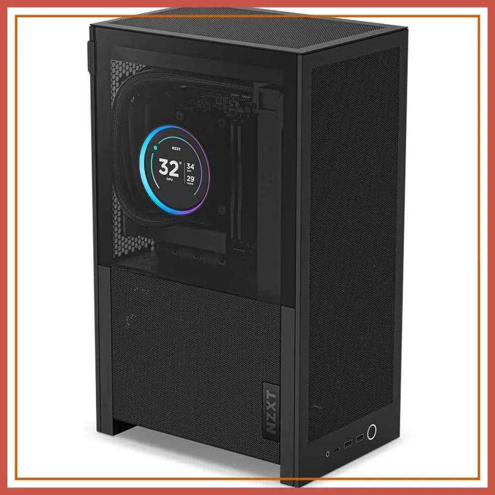 

Mini-ITX 20.7L High Airflow PC Case – 2 x 120mm Top Fans & PCIe 5.0 Riser – 331mm GPU – 280mm Radiator