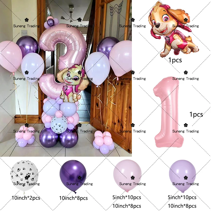 Paw Patrol Balloon Bouquet Set Bulbasaur Human Figure Aluminum Balloon Decor Supplies Kids Birthday Party Gift