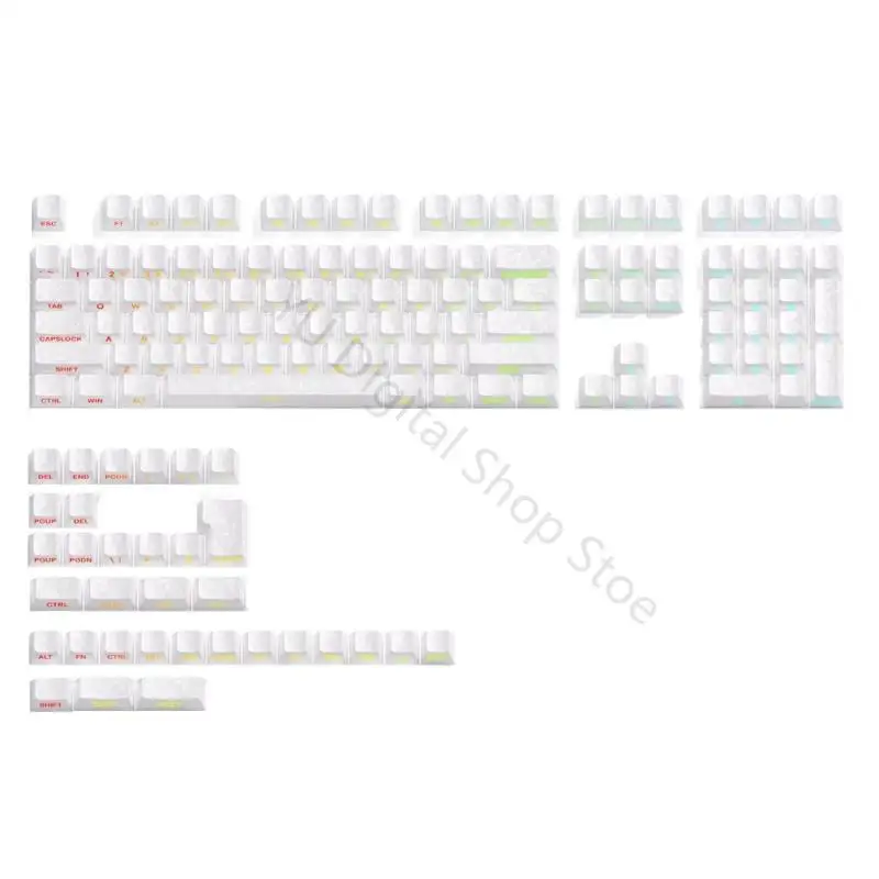 96BA Low-Light Typing Carbon Fiber Texture Keycap Set for Mechanical Keyboards, OEM Profile, Side Print Text, 140-Key Layout