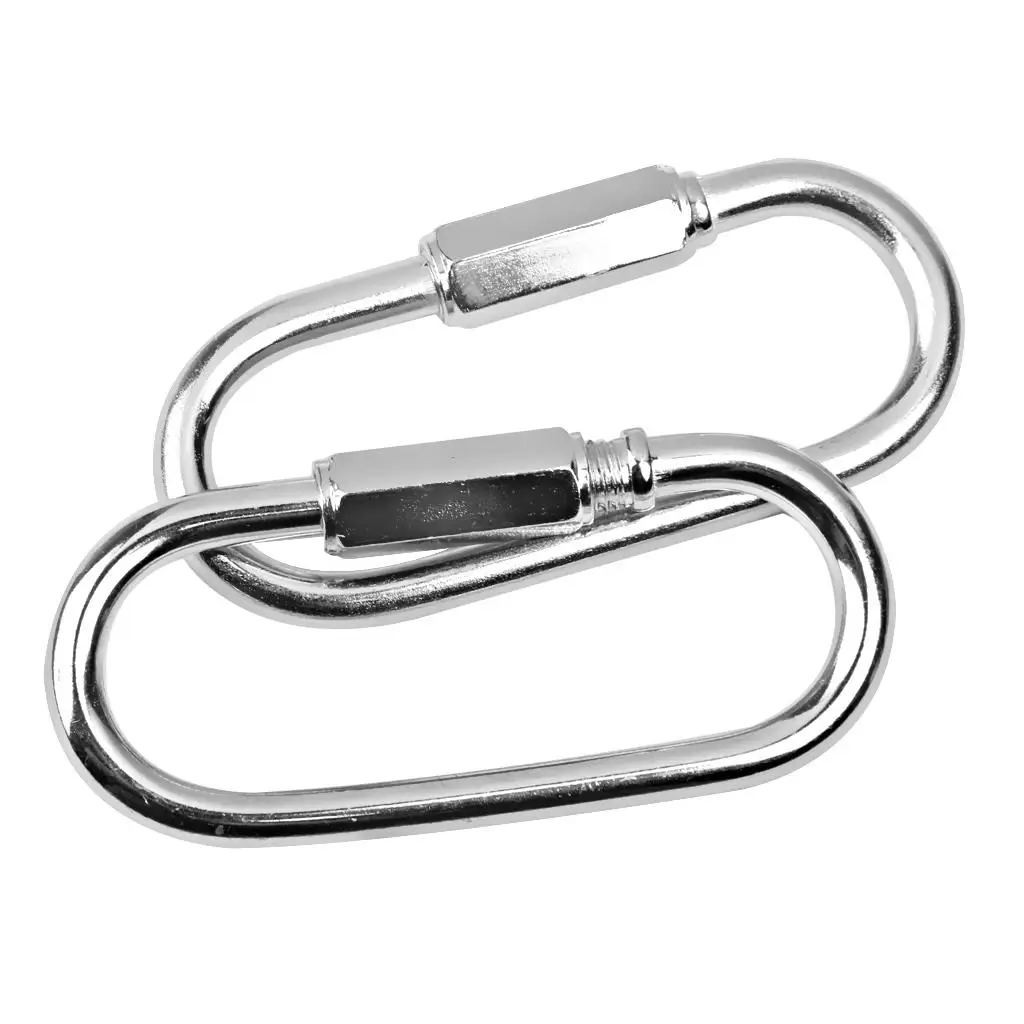 Durable 2pcs Carabiner Clip Swing Conector Seat Hooks /Beam Silver