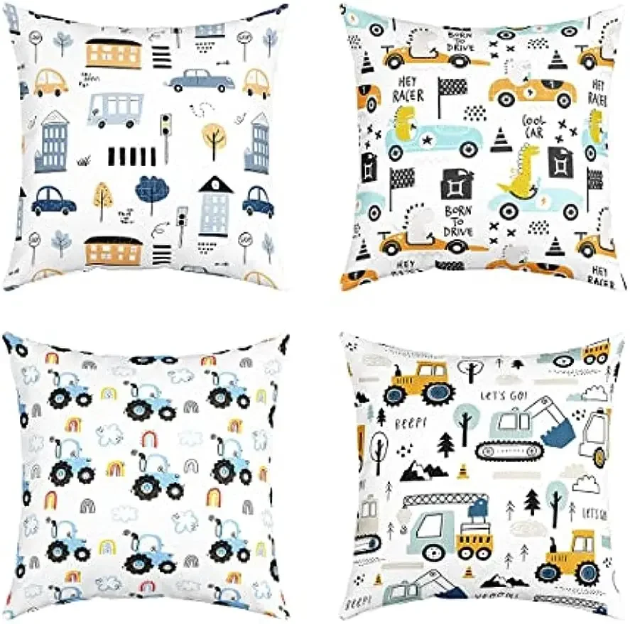 Vehicle white decorative pillowcase, short plush square cushion cover, sofa bedroom living room pillowcase decoration