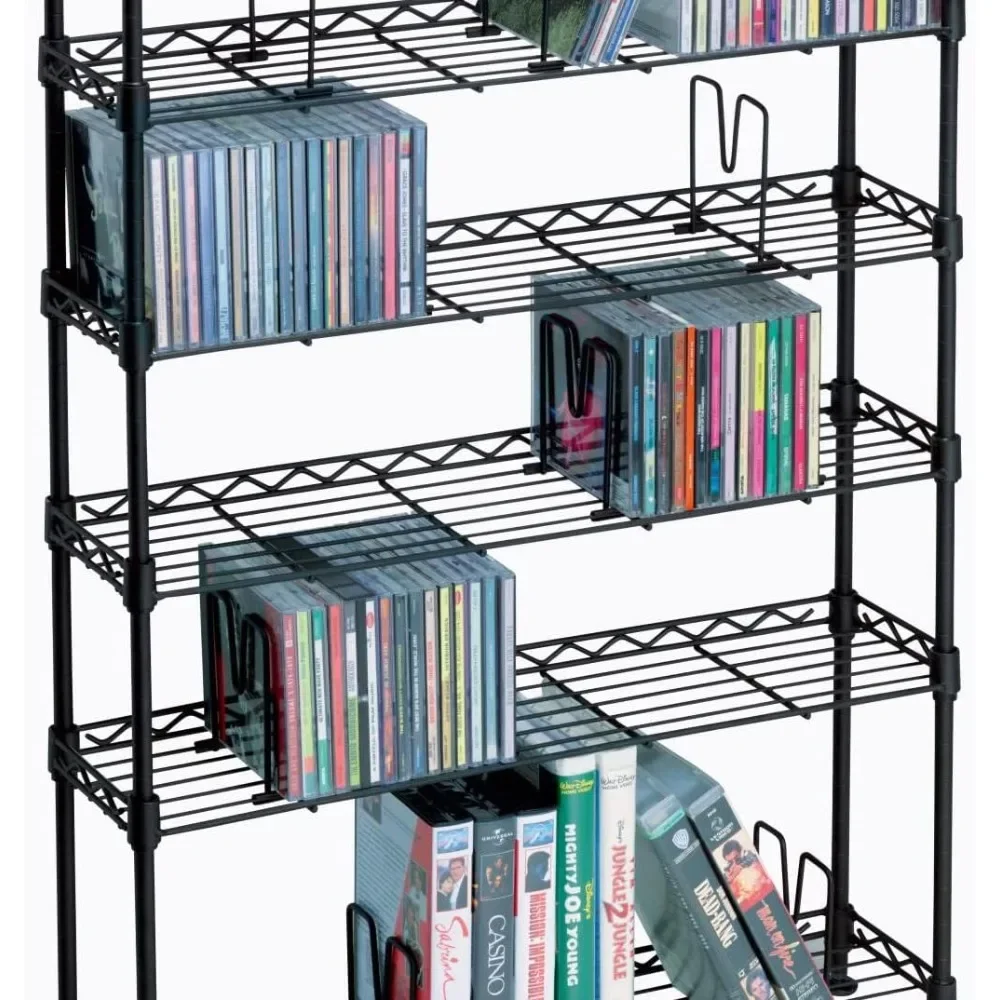 Maxsteel-8-Tier Heavy Gauge Steel Wire Storage Shelving, segure até 440 CD, ótimo para organizar e colecionáveis, em preto