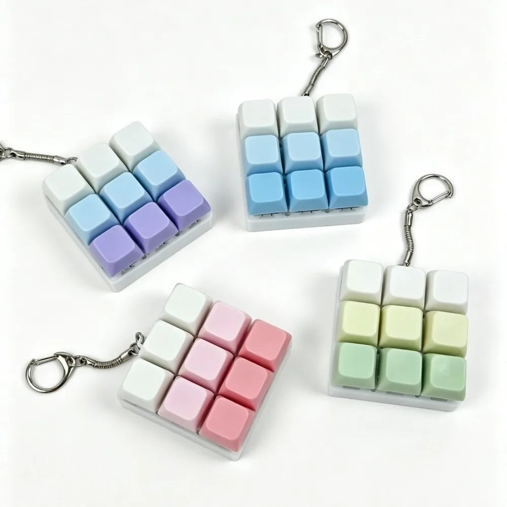 Fun Small And Elegant Keyboard Keychain Compact Plastic Fidget Bag Pendant Portable Light-up Press Button Keyring Home