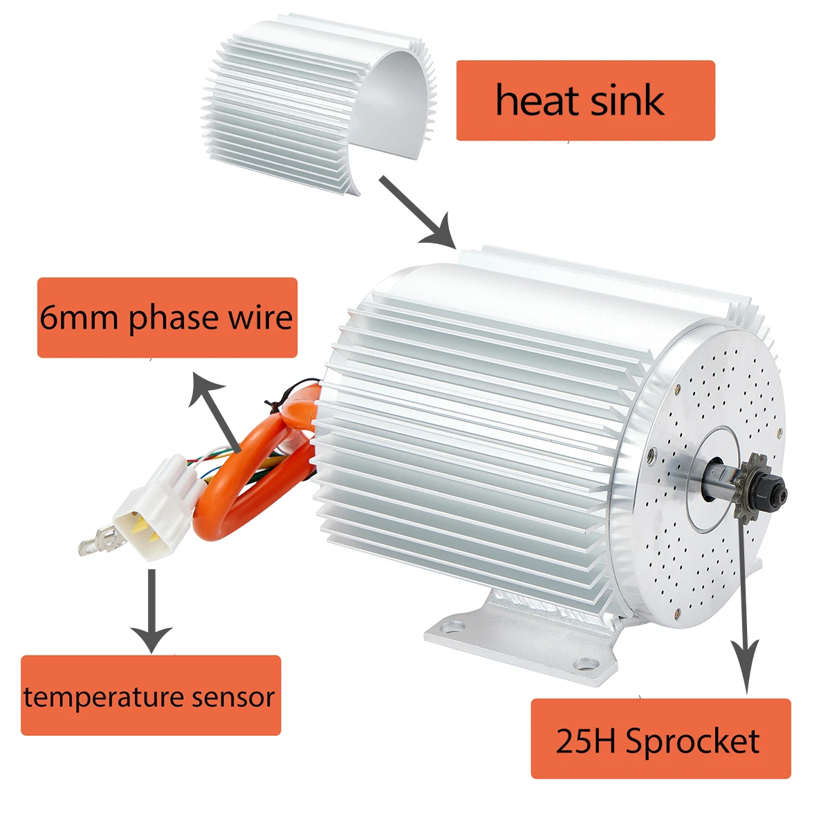 

Комплект бесщеточного двигателя 72В 3000Вт, макс. 6700 об/мин, с датчиком температуры, электродвигатель постоянного тока с контроллером Fardrive 80А 72В для картинга