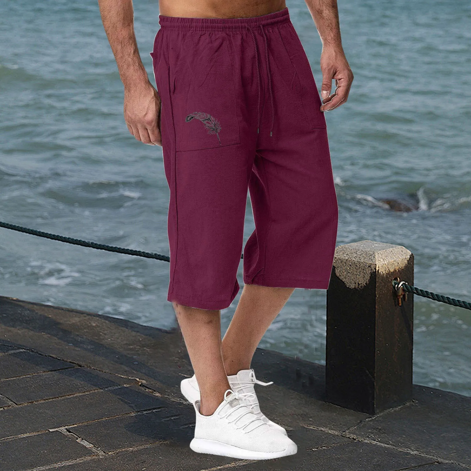 Jogging In Spring And Summer Relaxing And Relaxing Beach Vacation Nine Point Sweatpants Men Colorful Pants