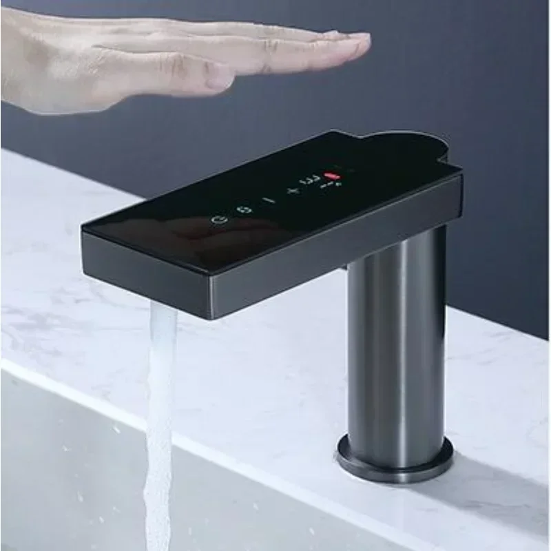 Digital Bathroom Faucet Gunmetal Tap Sink  Sensor Touch  Crane Basin   Cabinet Wash