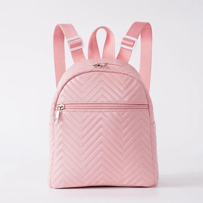 Women Small Backpack Chevron Embossed Classic Bag Multi-Function Female Phone Pouch Pack Ladies School Backpack Shoulder Bags